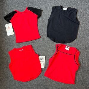 Lot Of 4 Girls Active Tops 6X-7 Red & Black—New